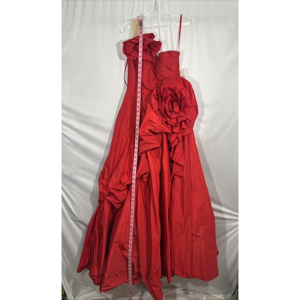NEW MAC‎ DUGGAL [ 2 ] 11992 ONE SHOULDER Embellished Rosette Ball Gown in Red - Picture 7 of 16